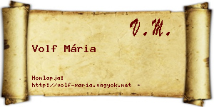 Volf Mária névjegykártya